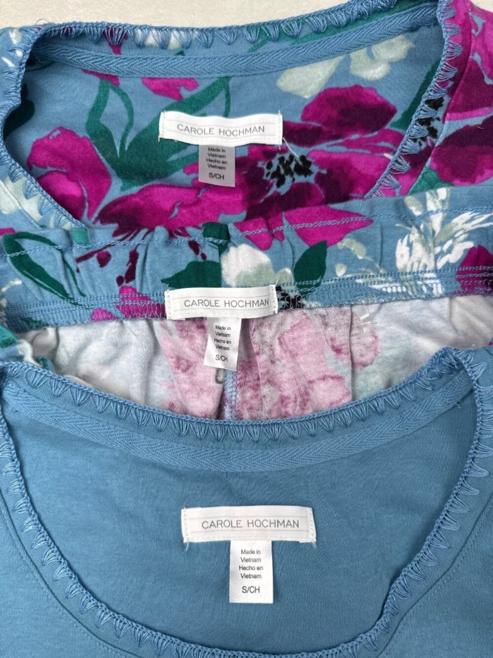 Carole Hochman Womens Floral Pajama Set Small Blue & Pink - Picture 8 of 11